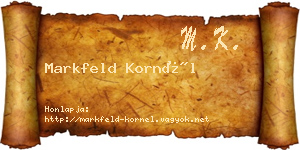 Markfeld Kornél névjegykártya